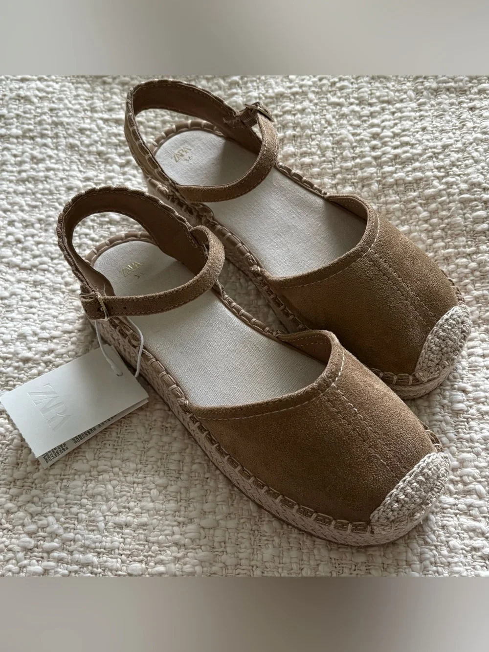 ZARA TOPSTITCHED ESPADRILLES NWT Size: 6 (36 ) * Color: Brown